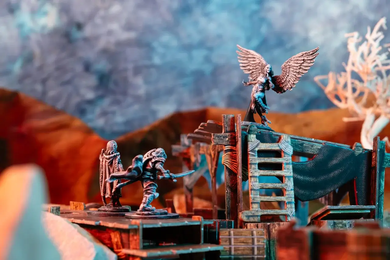 Besker and Nellandra fighting with the Harpy