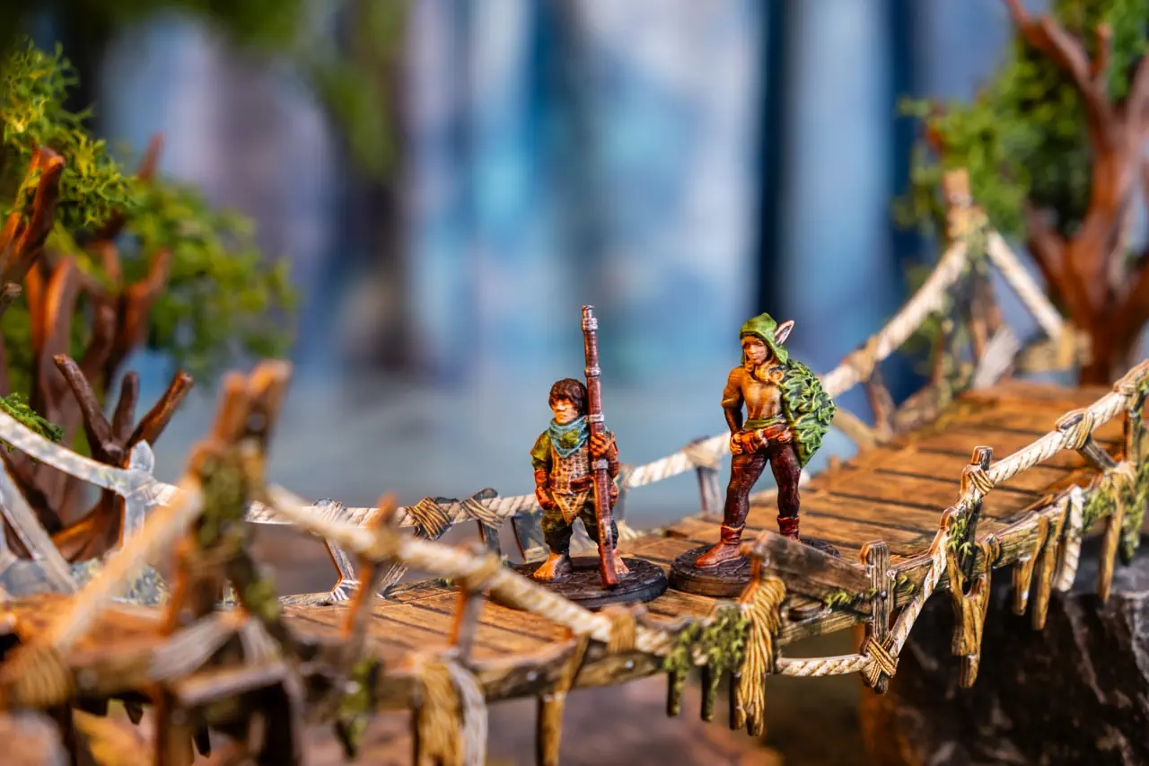 Harol and Variel crossing the damaged bridge