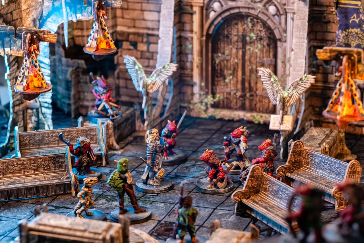 Variel, Harol and Aurora fighting with the kobolds in the dungeons of Castle Caldwell