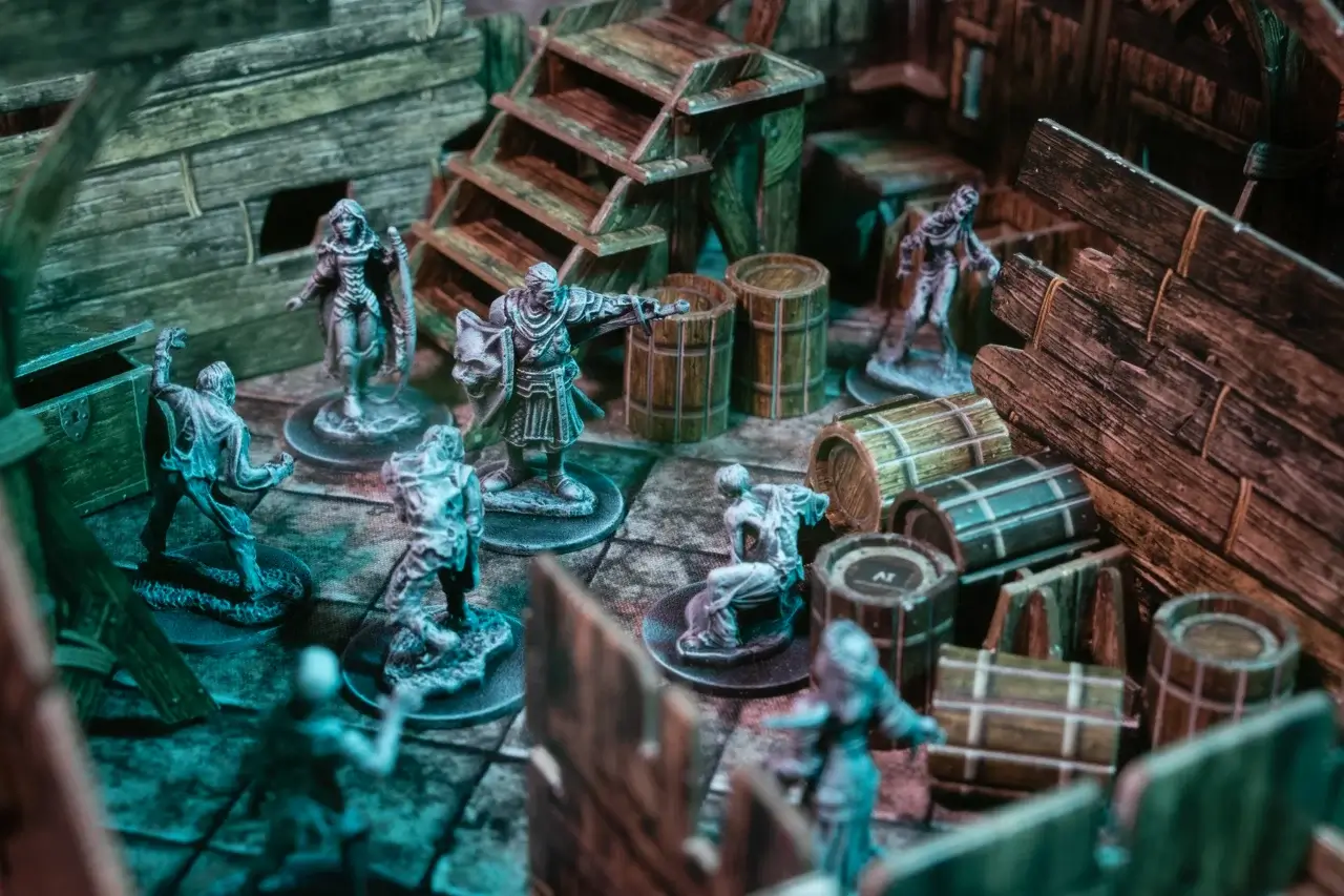 A group of zombies attacking heroes in the lower deck of a shipwreck