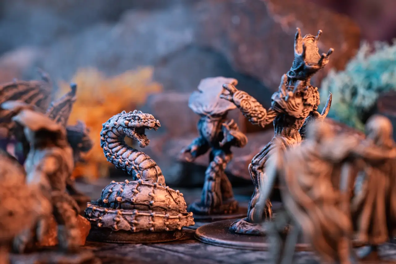 Myconids fighting with Fire Snake and Fume Drakes