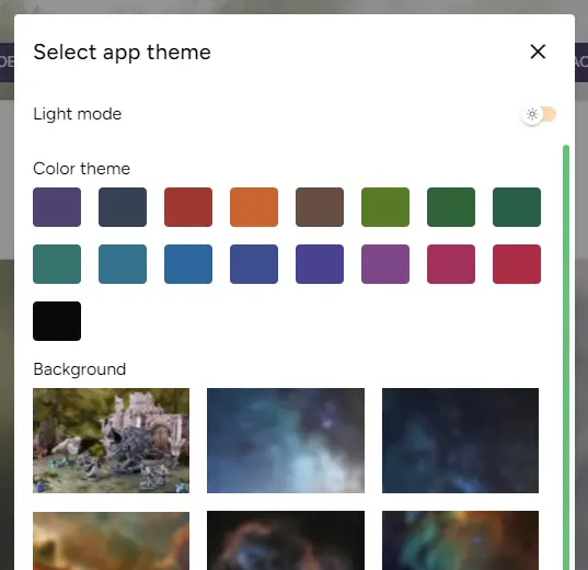 App theme selector
