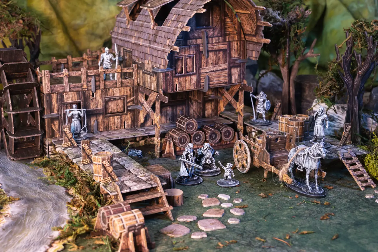 Karsti and Skarn meeting with Glowkindle in front of The Wizard's Tower Brewing Co.